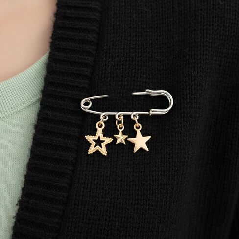20 Pack Heavy Duty Safety Pins with 3 Loops, Metal Brooch Pin Kilt Pins Fasteners Decorative Loops Clasp Brooches Findings for DIY Crafts Jewelry Making Clothes Blanket Knitted Fabric in Saudi Arabia