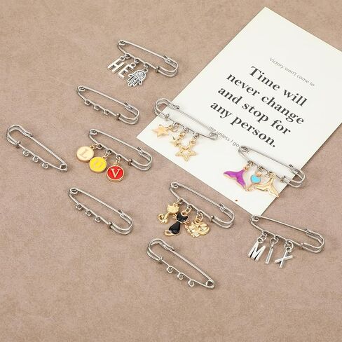 20 Pack Heavy Duty Safety Pins with 3 Loops, Metal Brooch Pin Kilt Pins Fasteners Decorative Loops Clasp Brooches Findings for DIY Crafts Jewelry Making Clothes Blanket Knitted Fabric in Saudi Arabia