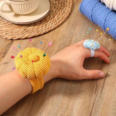 2PCS Wrist Pin Cushions for Sewing, Cute Pins Cushions Pincushions Needlework DIY Handcraft Needles Holder Sewing Pin Cushion with Elastic Strap for Quilting in Saudi Arabia
