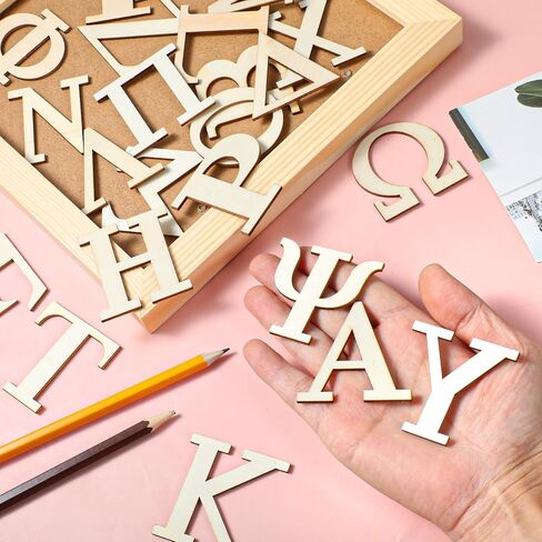 24PCS Greek Letters, 2 Inch Wooden Greek Letters Unfinished GreekAlphabet, Pine Wood Alphabet for DIY Crafts, Wall Decor, Sorority Fraternity Paddles in Saudi Arabia
