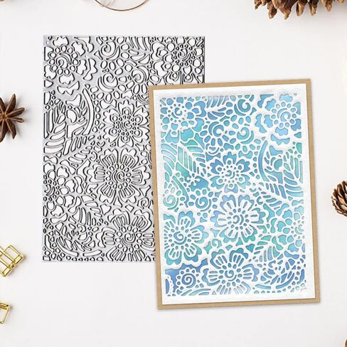 Flowers Leaves Die Cuts for Card Making, Rectangle Frame Cutting Dies Sets Floral Background Dies Stencils Embossing Template for Scrapbooking DIY Cards Album Crafts Supplies in Saudi Arabia