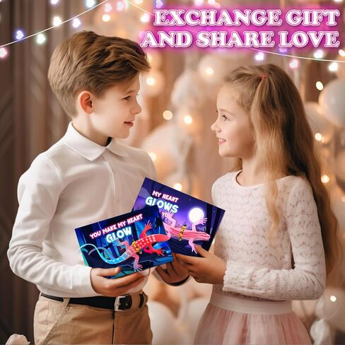 Valentines Day Gifts for Kids - 24 Pack Valentines Day Cards with Glow in The Dark Lizards for Kids Valentine Party Favors, Classroom School Gifts Exchange, Class School Prizes for Toddlers Boys Girls in Saudi Arabia