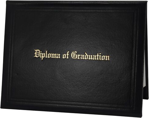 غطاء دبلومة مطبوع من GraduatePro مقاس 8.5 × 11، أغطية شهادات مبطنة من الجلد، حجم حرف حامل مستندات التخرج، أسود in Kuwait