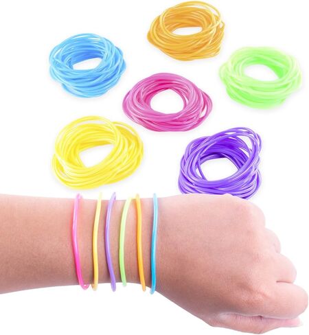 Super Z Outlet 80s Colorful Retro Rock Pop Star Rainbow Diva Disco Jelly Neon Gel Stretchable Bracelets Bands for Theme Events, Colorful Assortment, Assorted Toy Party Favor Prizes (Assorted 144pk) in Saudi Arabia