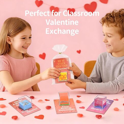 28 Pack Valentines Day Gifts for Kids Classroom - Mini 3D Maze Puzzle Cubes with Cards & Gift Bags, Non Candy School Exchange Party Favors, Brain Teaser Fidget Sensory Toys for Boys Girls Ages 3-12 in Saudi Arabia