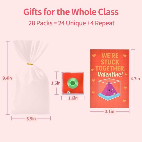 28 Pack Valentines Day Gifts for Kids Classroom - Mini 3D Maze Puzzle Cubes with Cards & Gift Bags, Non Candy School Exchange Party Favors, Brain Teaser Fidget Sensory Toys for Boys Girls Ages 3-12 in Saudi Arabia