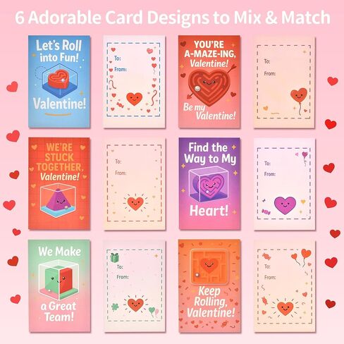 28 Pack Valentines Day Gifts for Kids Classroom - Mini 3D Maze Puzzle Cubes with Cards & Gift Bags, Non Candy School Exchange Party Favors, Brain Teaser Fidget Sensory Toys for Boys Girls Ages 3-12 in Saudi Arabia