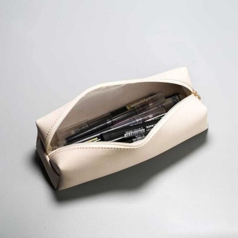 Large capacity pencil case, solid color pencil case, zipper fixed storage bag, white in Saudi Arabia