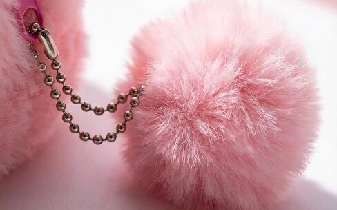 Plush Pencil Case, Pink Faux Fur with Pom Pom Charm, Medium Size Zipper Pouch for School Supplies, 8 Inch Storage Organizer in Saudi Arabia