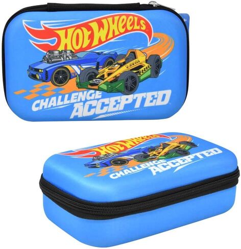 Innovative Designs Hot Wheels Pencil Case for Boys - Molded EVA Hard Shell School Supply Organizer with Zipper - Racing Car Design Pencil Box for Kids in Saudi Arabia