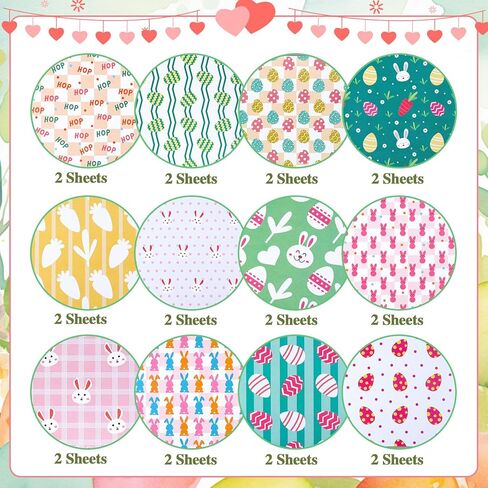 Konsait 24 Sheet Easter Pattern Paper Single Sided 6x6 Scrapbook Paper Bunny Rabbit Egg Hop patterned cardstock Easter Supplies for Diy Making Greeting Cards and Decorating Photo Albums in Saudi Arabia