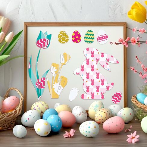 Konsait 24 Sheet Easter Pattern Paper Single Sided 6x6 Scrapbook Paper Bunny Rabbit Egg Hop patterned cardstock Easter Supplies for Diy Making Greeting Cards and Decorating Photo Albums in Saudi Arabia