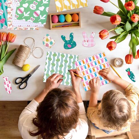 Konsait 24 Sheet Easter Pattern Paper Single Sided 6x6 Scrapbook Paper Bunny Rabbit Egg Hop patterned cardstock Easter Supplies for Diy Making Greeting Cards and Decorating Photo Albums in Saudi Arabia