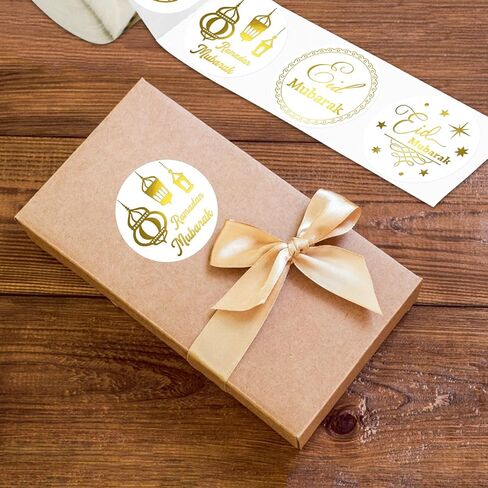 Fancy Land 500PCS Gold Foil Eid Stickers Ramadan Kareem Eid Stickers Al-fitr Perforated Roll Gift Tag Kids in Saudi Arabia