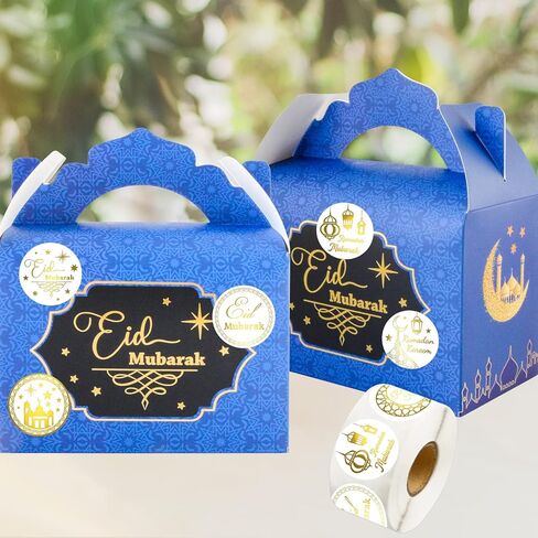 Fancy Land 500PCS Gold Foil Eid Stickers Ramadan Kareem Eid Stickers Al-fitr Perforated Roll Gift Tag Kids in Saudi Arabia