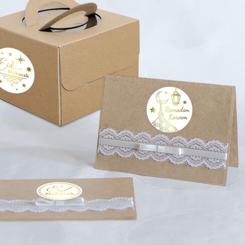 Fancy Land 500PCS Gold Foil Eid Stickers Ramadan Kareem Eid Stickers Al-fitr Perforated Roll Gift Tag Kids in Saudi Arabia