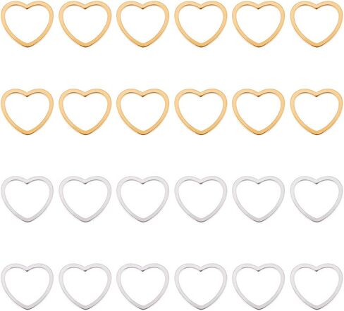 UNICRAFTALE 30Pcs 10.5mm Long 201 Stainless Steel Linking Rings Laser Cut Asymmetrical Heart Links Love Closed Jewelry Connectors Hollow Ring Connectors Links for Women Jewelry Making in Kuwait