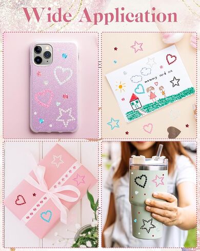 EORTA 6 Sheets Glitter Rhinestone Stickers, Self-Adhesive Star Heart Pentagrams Crystal Gem Sticker, Artificial Diamond Gem, Bling Charm for Face Eye Makeup Scrapbook Carnival, DIY Gift Decoration in Saudi Arabia
