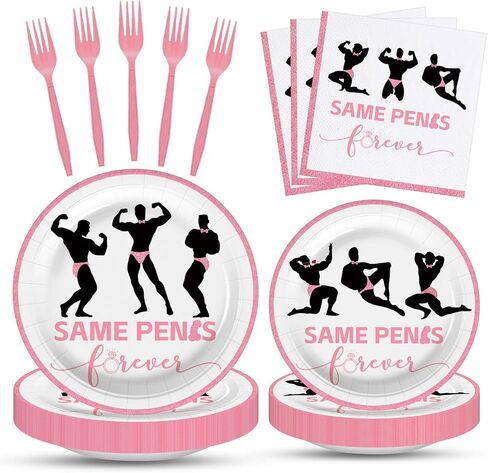 100 Pcs Bachelorette Tableware Party Supplies Set, Serves 25 – Disposable Pink Paper Plates, Napkins, and Forks for Bridal Shower, Hen Party, Engagement, Girls Night, Valentine’s Day Decorations in Saudi Arabia