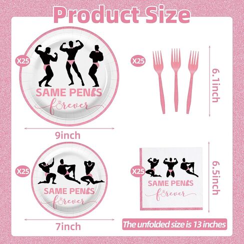 100 Pcs Bachelorette Tableware Party Supplies Set, Serves 25 – Disposable Pink Paper Plates, Napkins, and Forks for Bridal Shower, Hen Party, Engagement, Girls Night, Valentine’s Day Decorations in Saudi Arabia