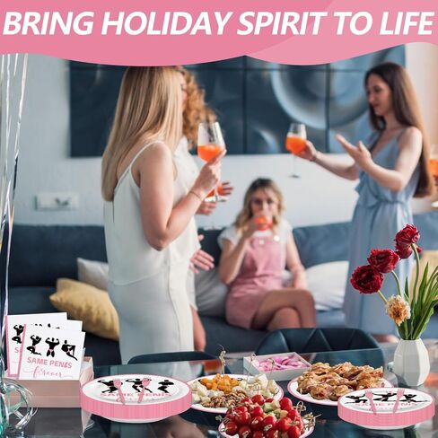 100 Pcs Bachelorette Tableware Party Supplies Set, Serves 25 – Disposable Pink Paper Plates, Napkins, and Forks for Bridal Shower, Hen Party, Engagement, Girls Night, Valentine’s Day Decorations in Saudi Arabia