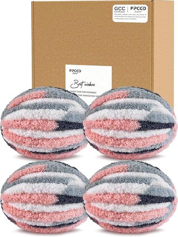 Bulky Chunky Yarn for Hand Knitting Blanket – #10 Jumbo Knitting Yarn, 1 Inch Thick Chenille Jumbo Yarn, No Knots Soft Machine Washable, Super Bulky Yarn 4 Pack for Crochet, Arm Knitting & Crafts in Saudi Arabia