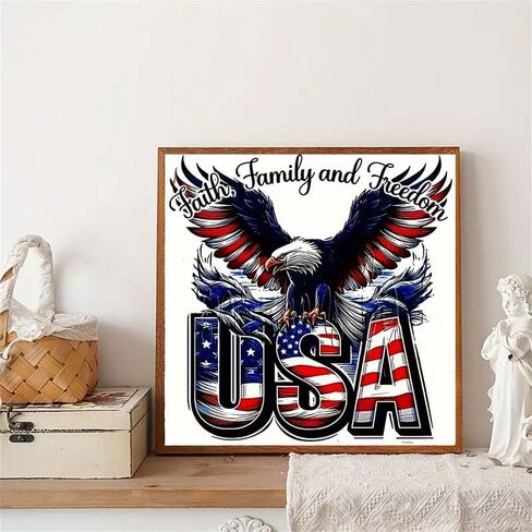 KTHOFCY 5D DIY USA Eagle Diamond Painting Kits for Adults,Patriotic American Totem Full Drill Embroidery Cross Stitch Crystal Rhinestone Paintings Arts Wall Decor Painting Dots Kits 11.8X11.8 inch in Saudi Arabia
