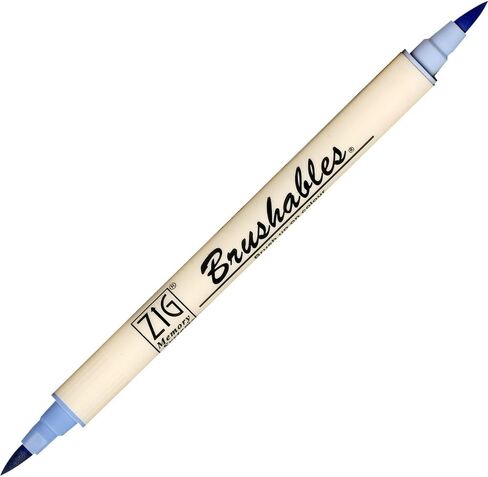 Kuretake Zig BRUSHABLES 6 VIVID Colors set, TWO-TONED pen, Twin brush tips, Waterproof when dry, No mess, Photo-Safe, Acid Free, Lightfast, Odourless, Xylene Freeing, Archival Quality, Made in Japan in Saudi Arabia