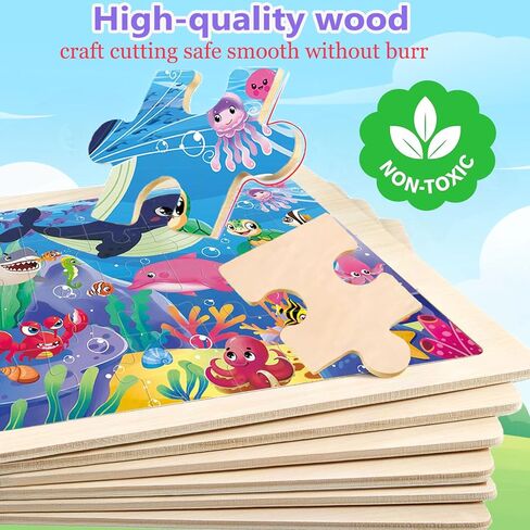 الألغاز الخشبية للأطفال الذين تتراوح أعمارهم بين 4-6، 6 حزم 24 جهاز كمبيوتر شخصى الخشب الديناصورات الحيوانات بانوراما الألغاز للأطفال الصغار الذين تتراوح أعمارهم بين 3-5، ما قبل المدرسة التعليمية الألغاز اللعب الهدايا للبنين والبنات in Kuwait