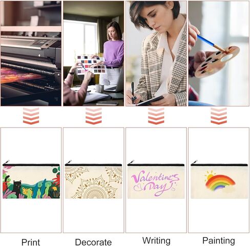 50pcs Blank DIY Craft Canvas Pencil Case Makeup Pouch Canvas Pouch Multi-Purpose Travel Toiletry Zipper Bag Bulk Cosmetic Bags for Makeup Toiletry Stationary Storage in Saudi Arabia