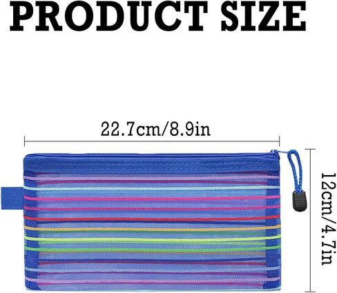 120 Pcs 10 Colors Zipper Mesh Pouch, 8.9 x 4.7 Inch Zipper Nylon Mesh Pouch, Mesh Pencil Pouch Mesh Zipper Pouch for Office Supplies Cosmetics Travel Accessories, Cosmetic School in Saudi Arabia