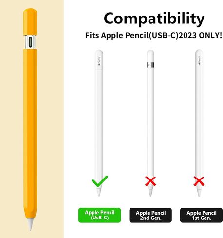 Ultra Thin Silicone Pencil Case for Apple Pencil (USB-C) 2023, Accessories for Apple Pencil, Double Tap, Silicone Pencil Sleeve (Yellow, 1 Pack) in Saudi Arabia