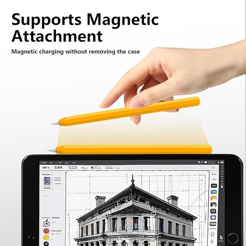 Ultra Thin Silicone Pencil Case for Apple Pencil (USB-C) 2023, Accessories for Apple Pencil, Double Tap, Silicone Pencil Sleeve (Yellow, 1 Pack) in Saudi Arabia