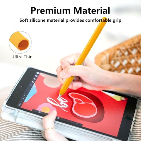 Ultra Thin Silicone Pencil Case for Apple Pencil (USB-C) 2023, Accessories for Apple Pencil, Double Tap, Silicone Pencil Sleeve (Yellow, 1 Pack) in Saudi Arabia
