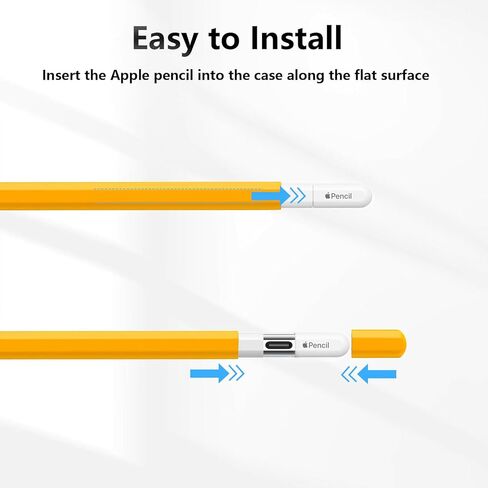 Ultra Thin Silicone Pencil Case for Apple Pencil (USB-C) 2023, Accessories for Apple Pencil, Double Tap, Silicone Pencil Sleeve (Yellow, 1 Pack) in Saudi Arabia