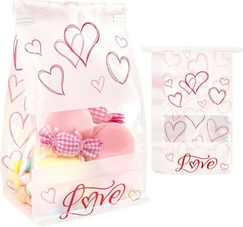 Hooqict 28Pcs Valentines Day Gift Bags with Tin Tie Lock for Kids School Classroom Gift Exchange Galentines Day Bags for Valentines Goodie Candy Treat Party Favors in Saudi Arabia