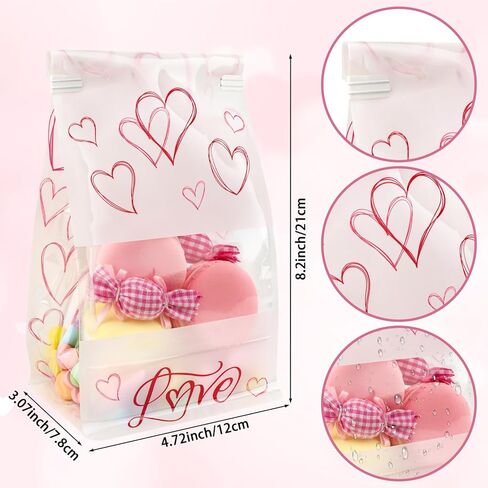 Hooqict 28Pcs Valentines Day Gift Bags with Tin Tie Lock for Kids School Classroom Gift Exchange Galentines Day Bags for Valentines Goodie Candy Treat Party Favors in Saudi Arabia