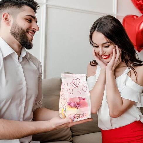 Hooqict 28Pcs Valentines Day Gift Bags with Tin Tie Lock for Kids School Classroom Gift Exchange Galentines Day Bags for Valentines Goodie Candy Treat Party Favors in Saudi Arabia