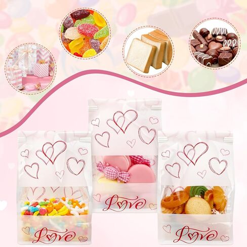 Hooqict 28Pcs Valentines Day Gift Bags with Tin Tie Lock for Kids School Classroom Gift Exchange Galentines Day Bags for Valentines Goodie Candy Treat Party Favors in Saudi Arabia