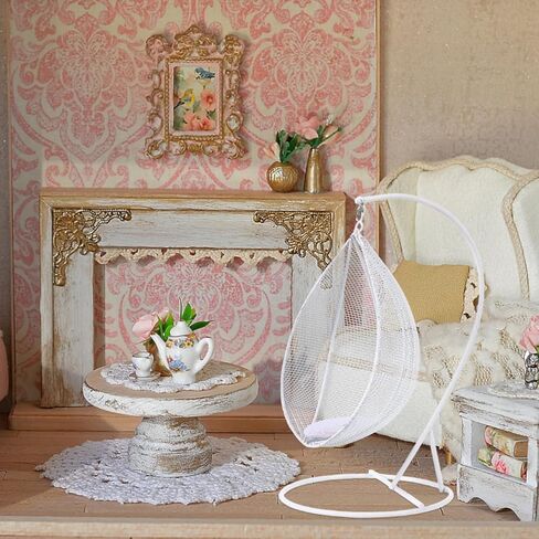 ibasenice Doll House Balcony Swing Mini Hanging Chair Toy 6.29X3.74X2.36 Inch Indoor Dollhouse Accessory for Kids Play and Miniature Decor in Saudi Arabia
