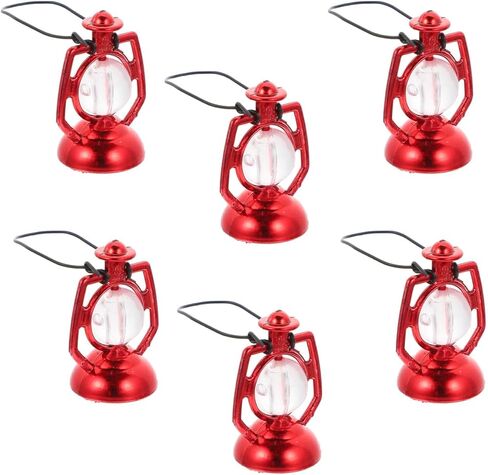 Garneck 6pcs Mini Dollhouse Lanterns: Red Tiny Kerosene Lamp Ornaments for DIY Fairy Garden Micro Landscape Dollhouse Lighting Prop for Halloween Party Decor in Saudi Arabia