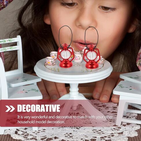 Garneck 6pcs Mini Dollhouse Lanterns: Red Tiny Kerosene Lamp Ornaments for DIY Fairy Garden Micro Landscape Dollhouse Lighting Prop for Halloween Party Decor in Saudi Arabia