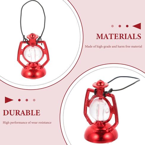 Garneck 6pcs Mini Dollhouse Lanterns: Red Tiny Kerosene Lamp Ornaments for DIY Fairy Garden Micro Landscape Dollhouse Lighting Prop for Halloween Party Decor in Saudi Arabia