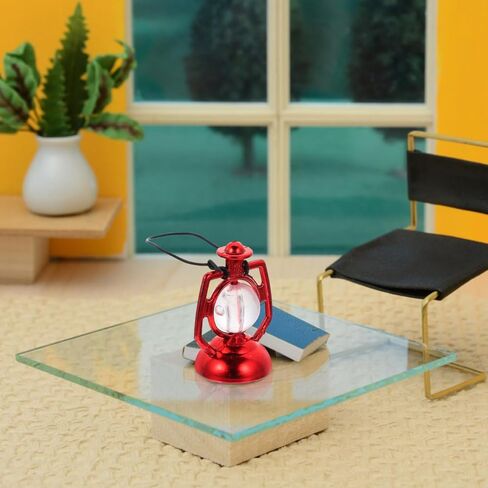 Garneck 6pcs Mini Dollhouse Lanterns: Red Tiny Kerosene Lamp Ornaments for DIY Fairy Garden Micro Landscape Dollhouse Lighting Prop for Halloween Party Decor in Saudi Arabia
