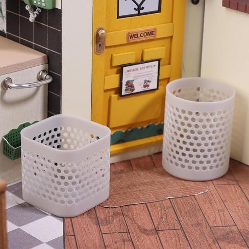 Dollhouse Mini Storage and Laundry Basket, Gray, 1:12 Scale, Plastic Bathroom Laundry Accessory in Saudi Arabia