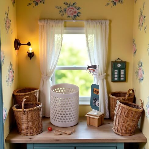 Dollhouse Mini Storage and Laundry Basket, Gray, 1:12 Scale, Plastic Bathroom Laundry Accessory in Saudi Arabia