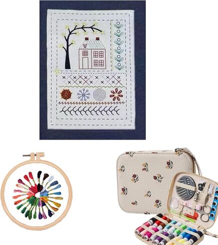 2026 New Embroidery Stitch Book Kit, Sew Anywhere with Instructional Tutorial Pattern Embroidery Stitch Book & Sewing Kit PCS, Hand Embroidery Patterns Kit for DIY and Sew Enthusiast in Saudi Arabia