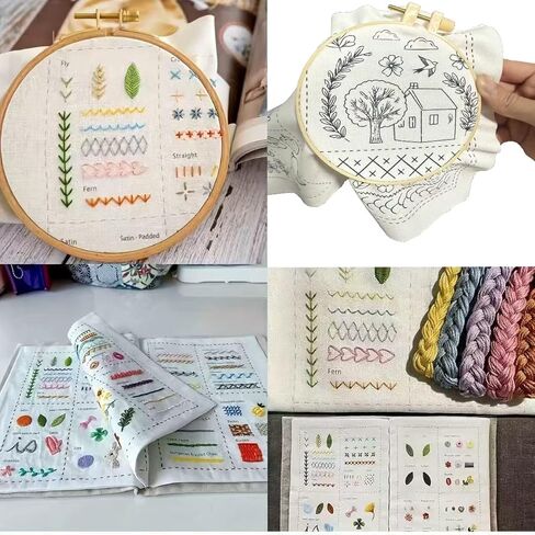 2026 New Embroidery Stitch Book Kit, Sew Anywhere with Instructional Tutorial Pattern Embroidery Stitch Book & Sewing Kit PCS, Hand Embroidery Patterns Kit for DIY and Sew Enthusiast in Saudi Arabia