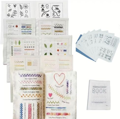 2026 New Embroidery Stitch Book Kit, Sew Anywhere with Instructional Tutorial Pattern Embroidery Stitch Book & Sewing Kit PCS, Hand Embroidery Patterns Kit for DIY and Sew Enthusiast in Saudi Arabia