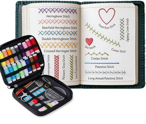 Lmtzwyw 2026 New DIY Embroidery Stitch Collection, All-in-One 106 Patterns & Complete Toolkit with Thread, Portable Embroidery Learning Book, Perfect for Beginners and Enthusiast in Saudi Arabia
